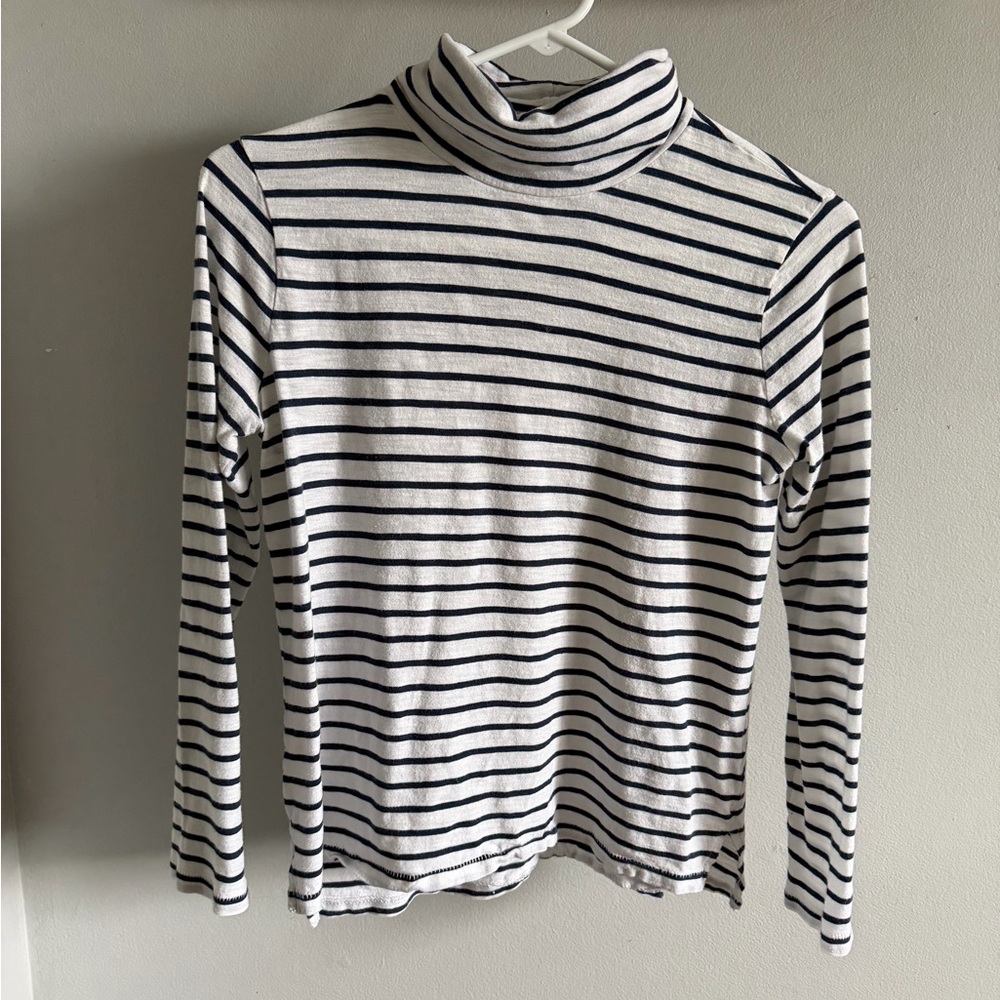 Madewell Navy and White Striped Turtleneck